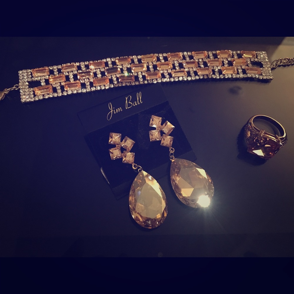 Matching bracelet, earrings and ring